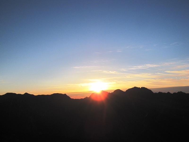 笠ヶ岳から穂高の朝日