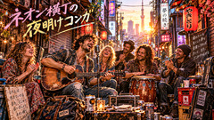 ネオン横丁の夜明けコンガ(Funk Groove)